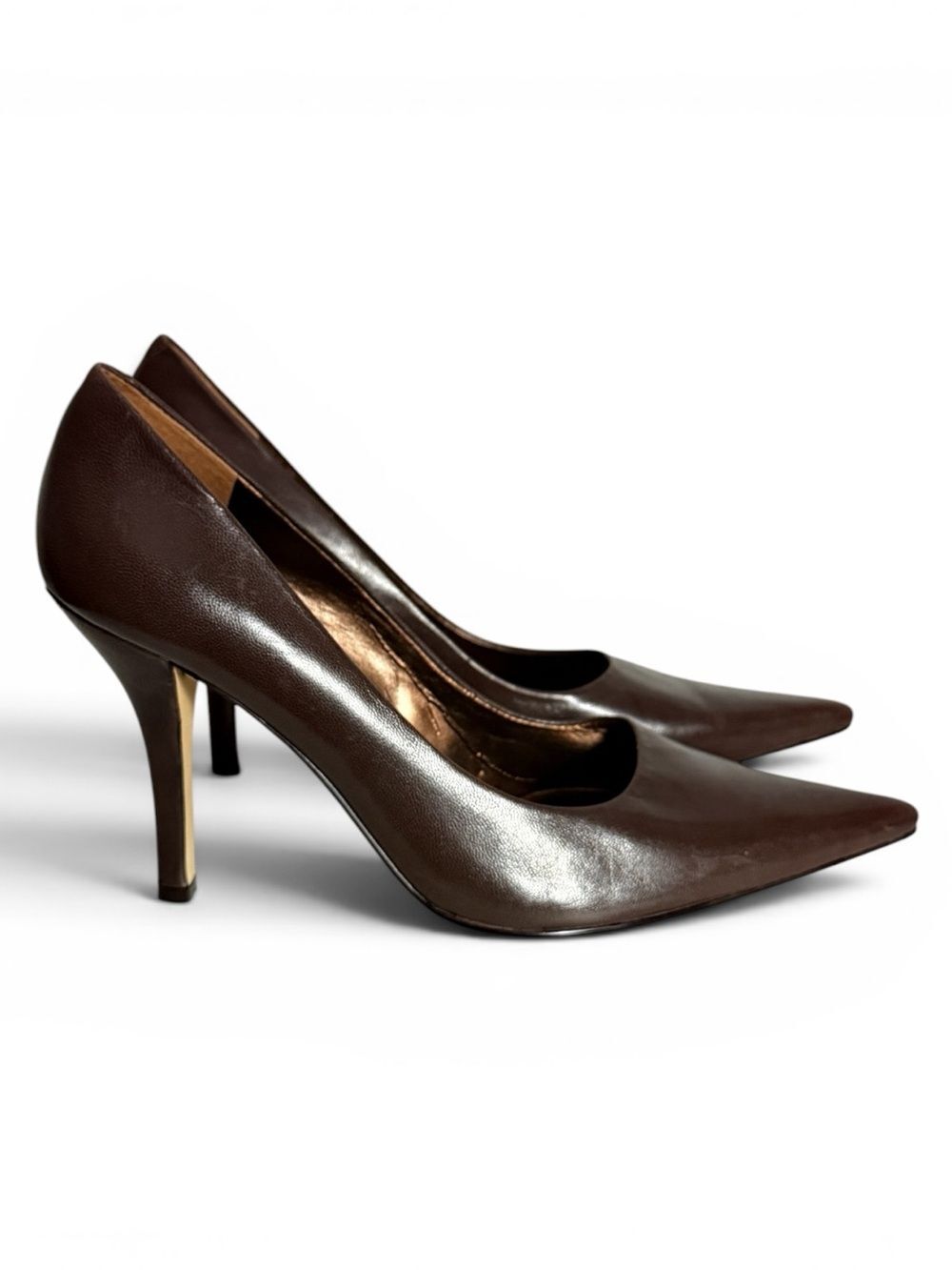 Nine West Freda Brown Leather Pointed Toe Pumps Classic Quiet Luxury Heels Sz 7